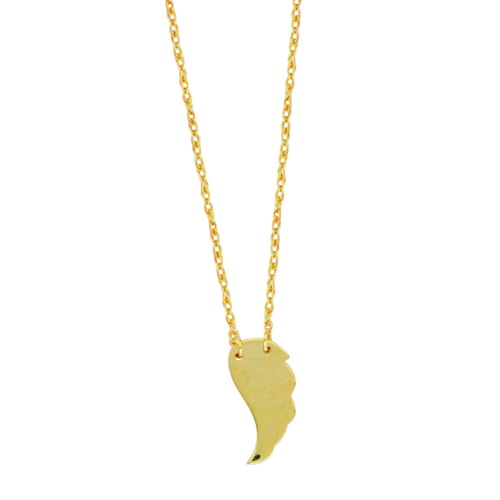 14K solid Gold Mini Wing Cut Out Rope Necklace - Picture 3 of 6